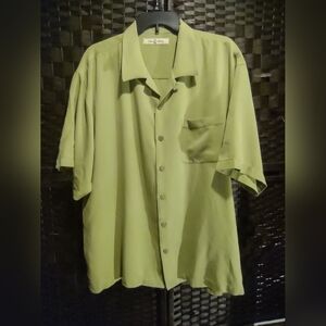 Tommy Bahama 100% silk short-sleeve button-down camp shirt Lime Green Mens XL